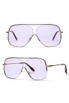 HPIRME Lunettes de soleil carrées surdimensionnées pour femmes, lunettes de soleil demi-monture en métal pour hommes, lunette