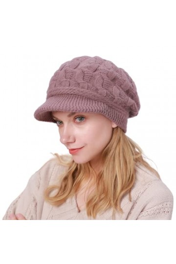Rayson Bérets Élégance Bonnet pour Femme Chapeau Casquette Tricoté avec Peluche Doux et Respirable Chaleur en Hiver（Violet）