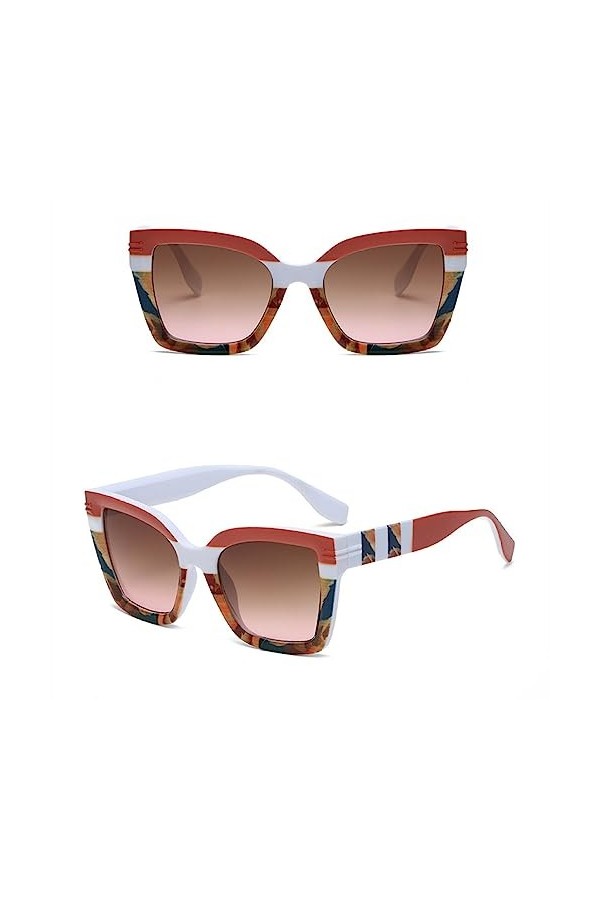 HPIRME Femmes carré lunettes de soleil multicolore cadre lunettes hommes dégradé lunettes de soleil lunettes de voyage en ple