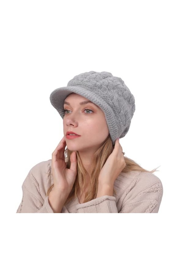 Rayson Bérets Élégance Bonnet pour Femme Chapeau Casquette Tricoté avec Peluche Doux et Respirable Chaleur en Hiver（Violet）