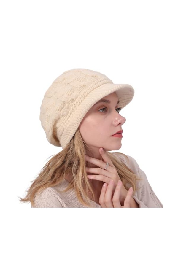 Rayson Bérets Élégance Bonnet pour Femme Chapeau Casquette Tricoté avec Peluche Doux et Respirable Chaleur en Hiver（Violet）