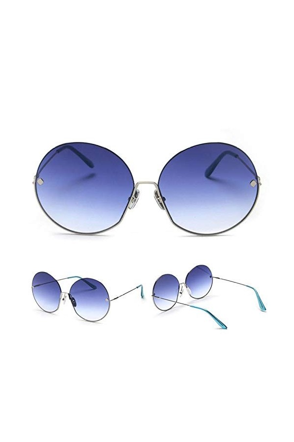 NIUASH Lunettes de Soleil polarisées Vintage Lunettes de Soleil Rondes dégradées Femmes Cadre surdimensionné Demi-Cadre Dames