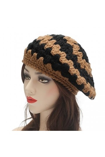 ZLYC Femmes Fil Tricot Bérets Bérets Tressés Baggy Laine Béret Hiver Chaud Bonnet, Marron mélangé, taille unique