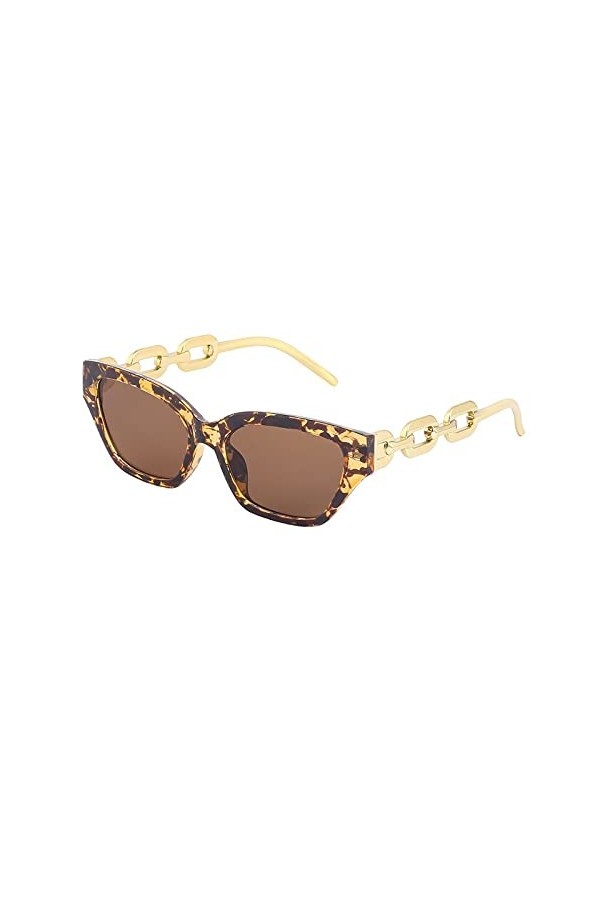 HCHES Mode Cat Eye Lunettes de soleil pour femmes Tendance Cateye Chaîne Jambe Lunettes de soleil de luxe pour dames Lunettes
