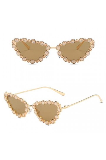 HPIRME Lunettes de soleil yeux de chat femmes alliage cadre lunettes de soleil diamant décoration lunettes Vintage nuances, t