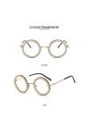 YIERJIU Lunettes Vintage Lunettes de Soleil Rondes Femmes Mode Strass Classique Lunettes en métal lentille Claire Femme Steam