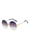 YIERJIU Lunettes Lunettes de Soleil en Cuir Rondes de Hommes Femmes Femmes Designer Grand Cercle Lunettes de Soleil oculos de