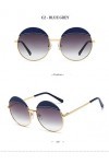 YIERJIU Lunettes Lunettes de Soleil en Cuir Rondes de Hommes Femmes Femmes Designer Grand Cercle Lunettes de Soleil oculos de