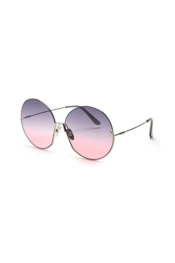 NIUASH Lunettes de Soleil polarisées Vintage Lunettes de Soleil Rondes dégradées Femmes Cadre surdimensionné Demi-Cadre Dames