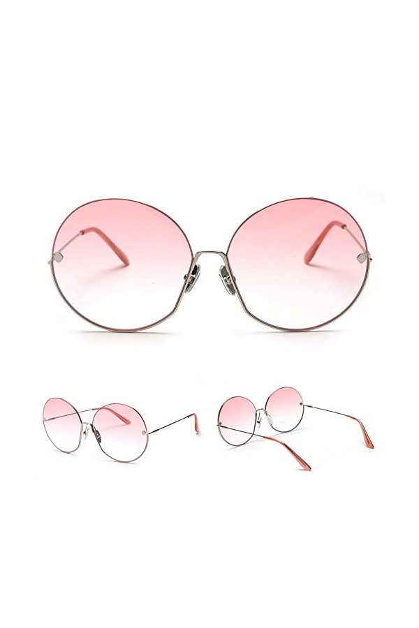 NIUASH Lunettes de Soleil polarisées Vintage Lunettes de Soleil Rondes dégradées Femmes Cadre surdimensionné Demi-Cadre Dames