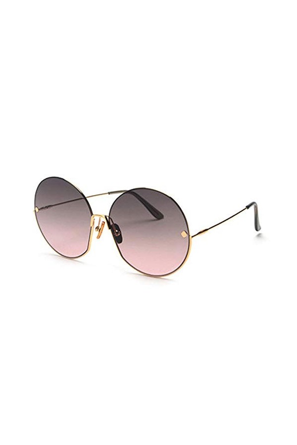 NIUASH Lunettes de Soleil polarisées Vintage Lunettes de Soleil Rondes dégradées Femmes Cadre surdimensionné Demi-Cadre Dames