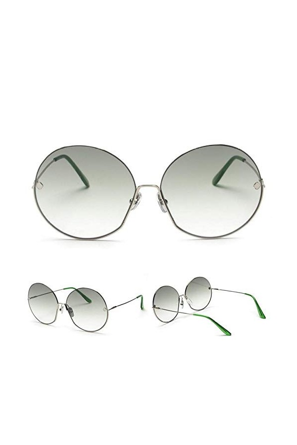 NIUASH Lunettes de Soleil polarisées Vintage Lunettes de Soleil Rondes dégradées Femmes Cadre surdimensionné Demi-Cadre Dames