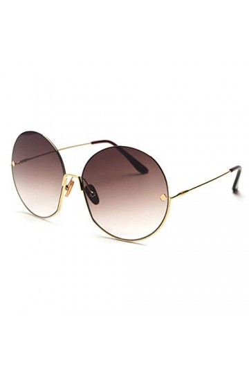 NIUASH Lunettes de Soleil polarisées Vintage Lunettes de Soleil Rondes dégradées Femmes Cadre surdimensionné Demi-Cadre Dames