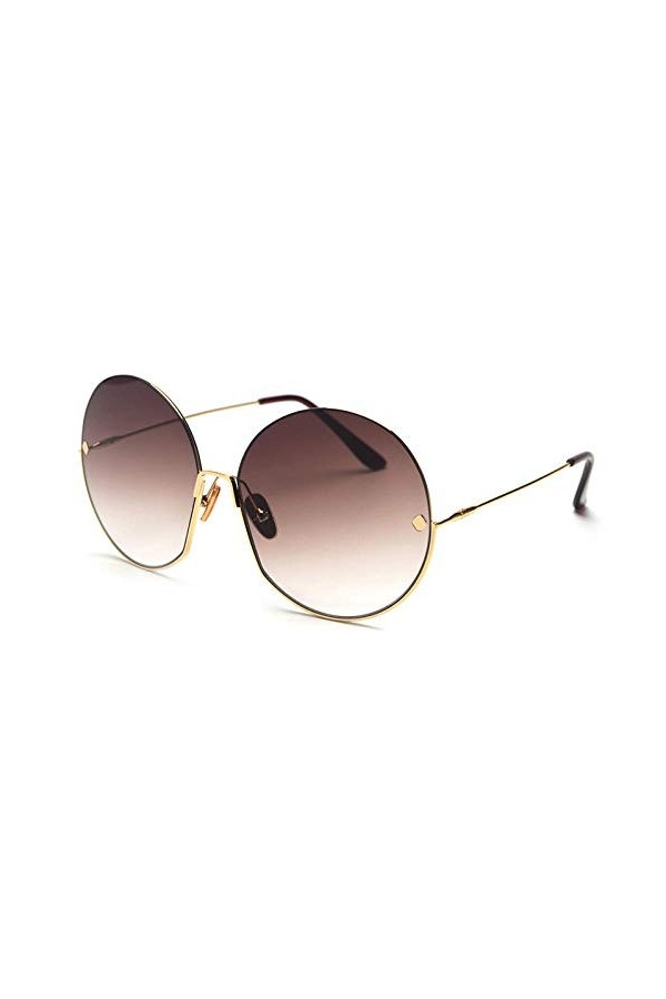 NIUASH Lunettes de Soleil polarisées Vintage Lunettes de Soleil Rondes dégradées Femmes Cadre surdimensionné Demi-Cadre Dames