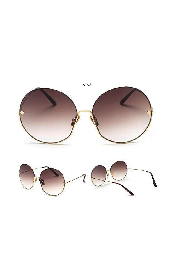 NIUASH Lunettes de Soleil polarisées Vintage Lunettes de Soleil Rondes dégradées Femmes Cadre surdimensionné Demi-Cadre Dames