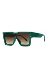 HCHES Lunettes de soleil carrées rétro femmes hommes voyage grand cadre Rivet lunettes de soleil UV400 nuances, vert marron, 