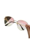 HIHELO Lunettes de soleil ovales œil de chat pour femme - Lunettes de soleil en métal sans monture - Rose jaune