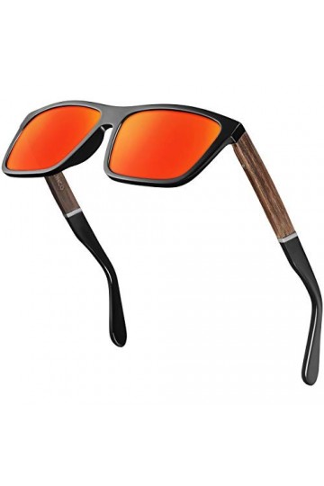 Balinco® lunettes de soleil polarisées faites main avec verres rectangulaires & branches en bambou - convient aux femmes & 