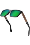 Balinco® lunettes de soleil polarisées faites main avec verres rectangulaires & branches en bambou - convient aux femmes & 