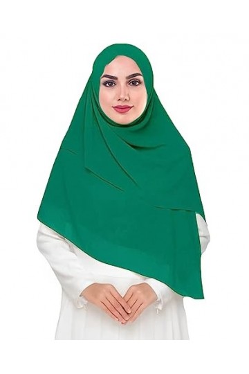Lina & Lily Écharpe hijab en mousseline de soie de qualité supérieure pour femme musulmane, carré, 145 x 145 cm, Vert jade, t