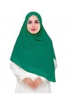 Lina & Lily Écharpe hijab en mousseline de soie de qualité supérieure pour femme musulmane, carré, 145 x 145 cm, Vert jade, t