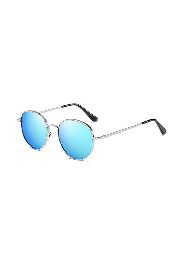 e-phoria Lunettes de soleil ovale polarisées | Classique | Cadre argenté/Lentille