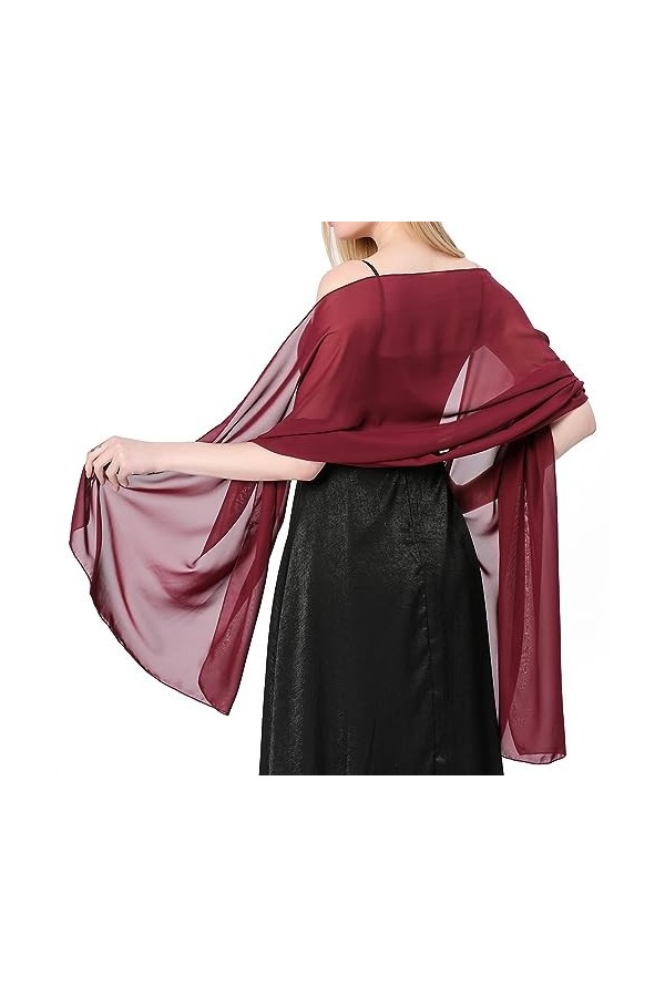 Atigy Châle Femme Mariage Étoles en Mousseline pour Robe de Soirée Élégante Châle Écharpe Foulard pour Cérémonies Fêtes Demoi
