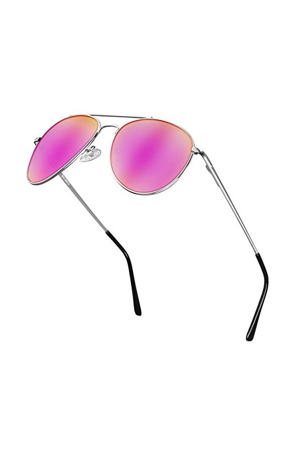 Balinco Lunettes daviateur avec monture argentée - pour femmes & hommes - avec protection UV et verres polarisés - dans le s