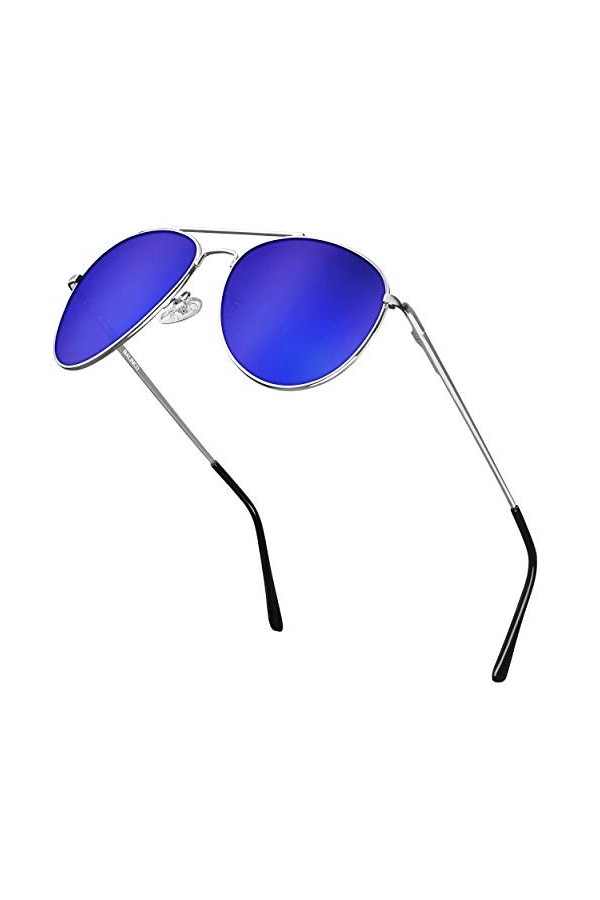 Balinco Lunettes daviateur avec monture argentée - pour femmes & hommes - avec protection UV et verres polarisés - dans le s