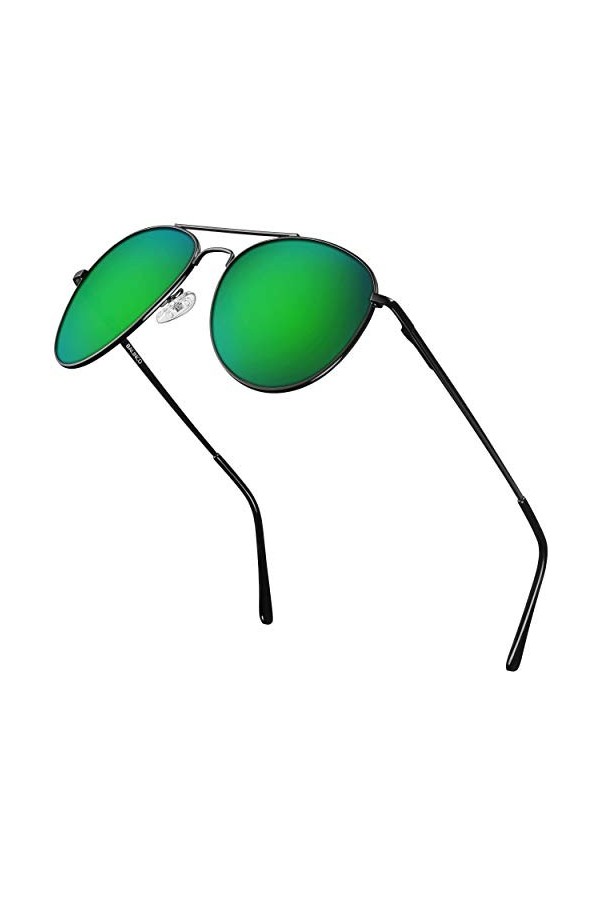 Balinco Lunettes daviateur avec monture argentée - pour femmes & hommes - avec protection UV et verres polarisés - dans le s