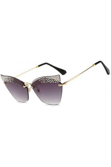 NIUASH Lunettes de Soleil polarisées Lunettes de Soleil Yeux de Chat sans Monture Femmes Lunettes de Soleil Strass de Luxe po