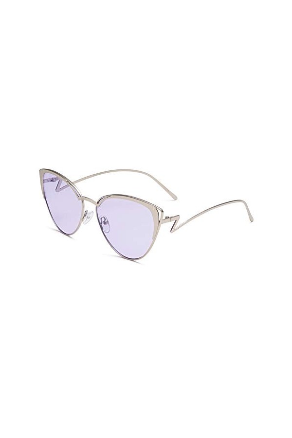 QINGZHOU Lunettes de Soleil,Lunettes de soleil mode oeil de chat pour femme Lunettes de soleil en feuille docéan en métal Lu
