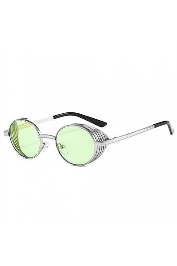 HCHES Lunettes de soleil Steampunk rondes en métal pour hommes et femmes, lunettes de soleil latérales vintage, 7, taille uni