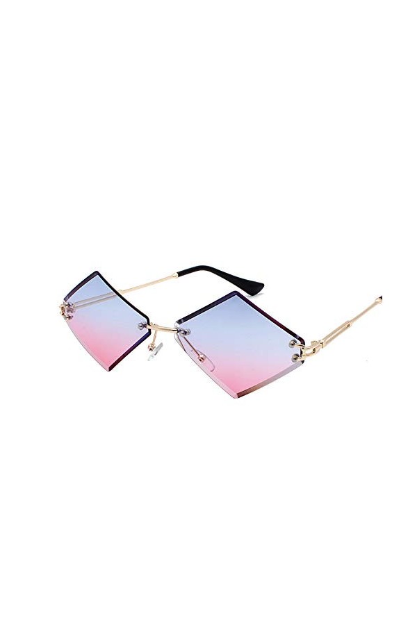 QINGZHOU Lunettes de soleil, lunettes femme élégante visage rond lunettes de soleil à la mode personnalité mode coupe diamant