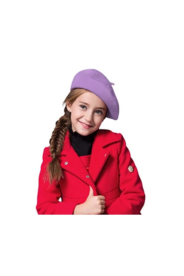 Béret en feutre de laine pour femme et fille - Style français - Élégant - Doux - Extensible - Classique - Solide - Hiver - Au