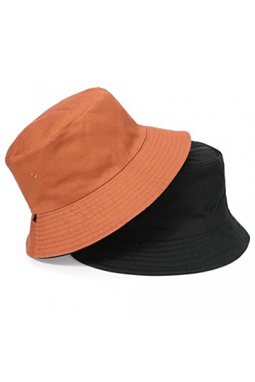 TAGVO XXL Chapeau de Pêcheur Réversible Chapeaux de Seau Unisexe Pliable Coton Anti-UV Chapeau de Soleil Été Bucket Hat 60-66