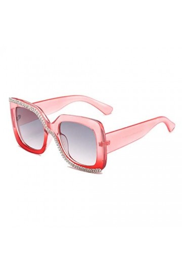 HCHES lunettes de soleil pour femmes cloutées de diamants grandes lunettes de diamant carré mode lunettes de soleil de style 