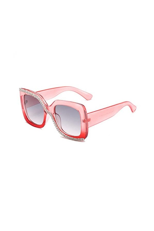 HCHES lunettes de soleil pour femmes cloutées de diamants grandes lunettes de diamant carré mode lunettes de soleil de style 