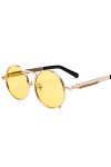 QINGZHOU Lunettes de soleil, lunettes de soleil rondes en métal Punk coloré Prince miroir personnalité lunettes de soleil à l