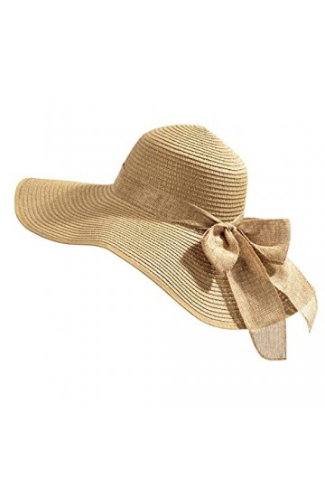 Kmbcove Chapeau de Paille Femme Large Bord Casquettes dété de Plage Pliable UV Protection Capelines de Soleil pour Loisirs V