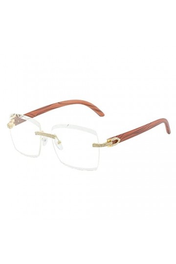 HCHES Lunettes de soleil carrées femmes diamant coupe sans monture mode cristal brillant lunettes de soleil femme dégradé lun