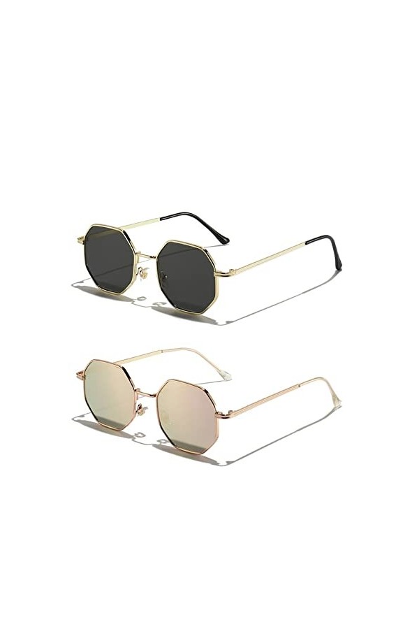 MASKIS Lunettes De Soleil Pour Femmes Petites Lunettes De Soleil Polygones Vintage Pour Hommes Et Femmes, Lunettes De Soleil 