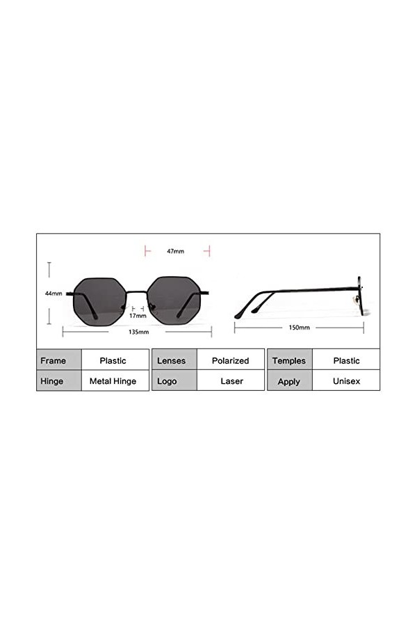 MASKIS Lunettes De Soleil Pour Femmes Petites Lunettes De Soleil Polygones Vintage Pour Hommes Et Femmes, Lunettes De Soleil 