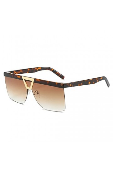 HPIRME Lunettes de soleil Vintage One Piece sans monture Square Shield pour femmes hommes surdimensionnés dégradé plat condui