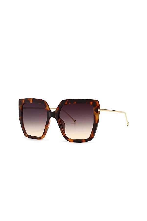 HCHES Lunettes de soleil carrées surdimensionnées vintage femmes voyage grand cadre métal lunettes de soleil nuances, 4, tail