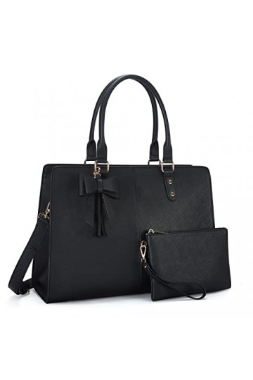 ECOSUSI Sac Cabas Femme, Sac Ordinateur 15,6 Pouces, Porte-Docements A4, Sac à Main Solide pour Travail, Ensemble 2 Pièces en