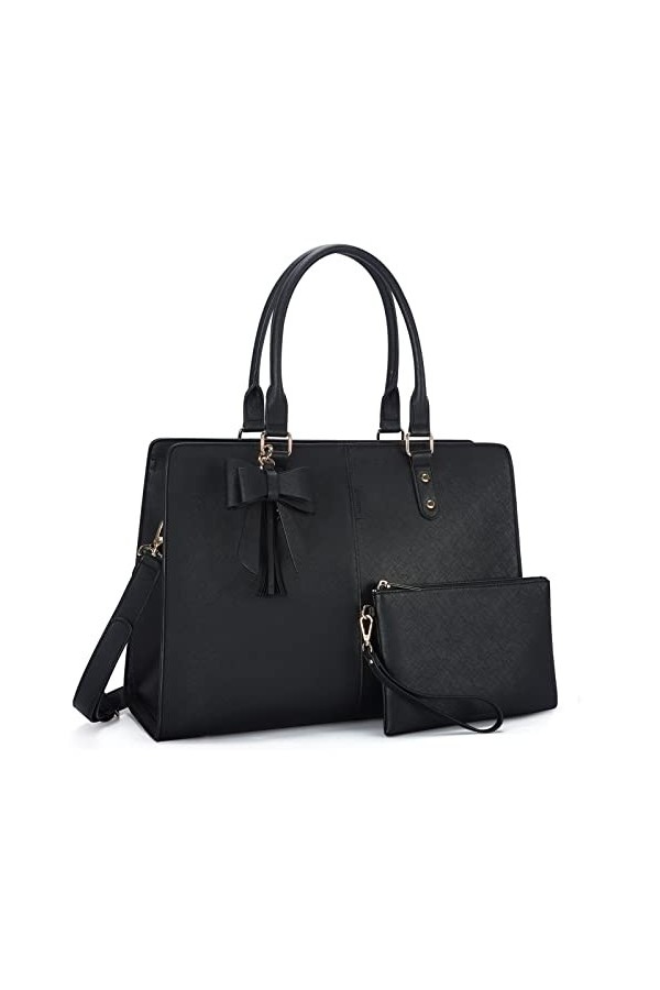 ECOSUSI Sac Cabas Femme, Sac Ordinateur 15,6 Pouces, Porte-Docements A4, Sac à Main Solide pour Travail, Ensemble 2 Pièces en