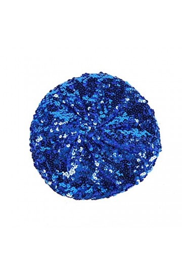 ILUFAM Béret à paillettes scintillantes pour femme - Bonnet pour soirée dansante - Bleu roi