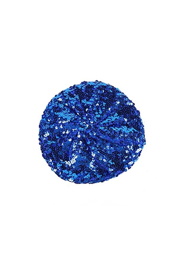ILUFAM Béret à paillettes scintillantes pour femme - Bonnet pour soirée dansante - Bleu roi
