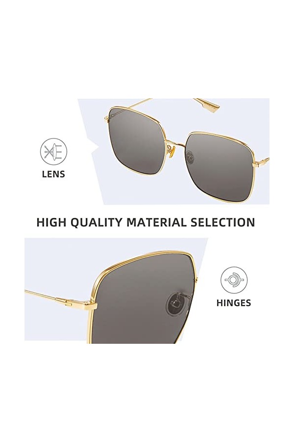 isheep Lunettes de soleil pour hommes et femmes - Monture métallique classique, protection Anti-UV, adaptées à la conduite, c